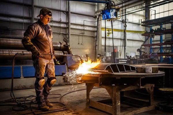 Factory worker in Middle Tennessee working in the Clarge Fan factory. This image was captured as part of their new web based ...