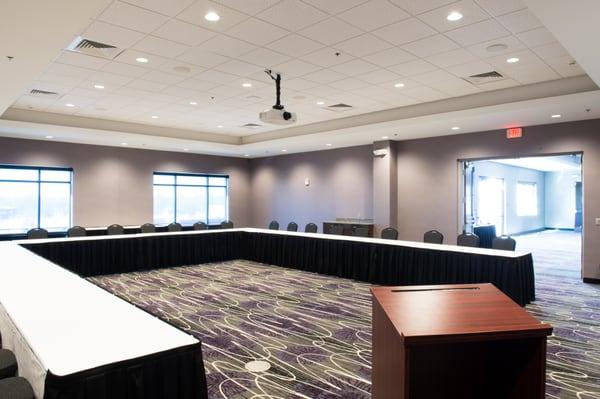 Excel ballroom on 5th floor set for a board meeting.