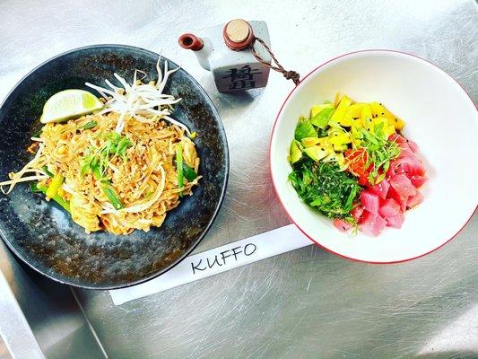 KUFFO pad Thai and yellowfin tuna poke