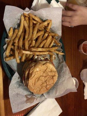 Three Cheese Burger and Fries