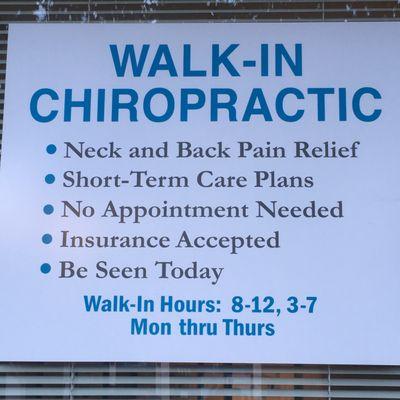 Walk-In Chiropractic Sign