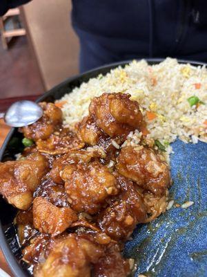 Orange chicken and fried rice at Chef Chen, Vacaville