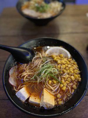 Gluten-free ramen without the gluten fried chicken. Add vegan toppings.