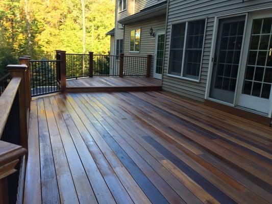 Finished Mahogany Deck With exotic hardwood natural stain