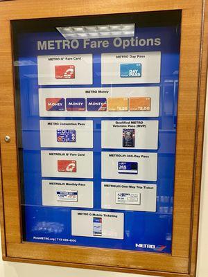 Fare Card options