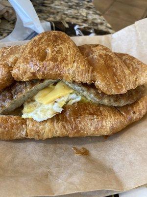 Sausage, egg and cheese croissant