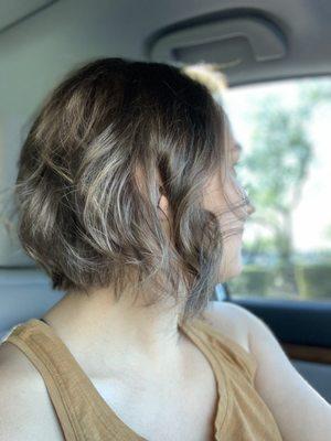 A line bob with partial low light weave