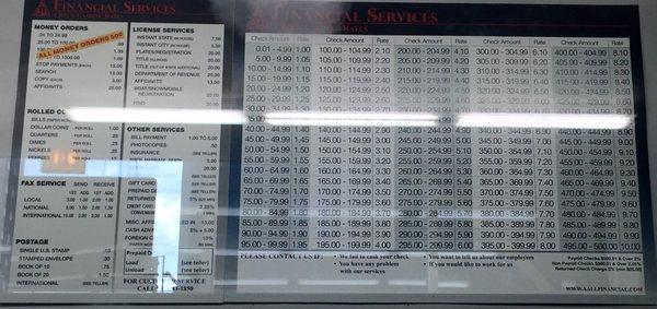 Services + Check Cashing Fees (8.2016)