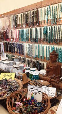 We have lots of gemstones including turquoise, chain by the foot, jewelry, statues, and more.