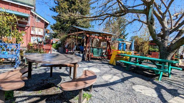 Eclectic outdoor space to enjoy the sun and view