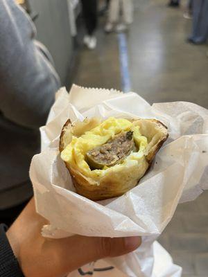 Inside of Turkey Sausage and Egg Roll