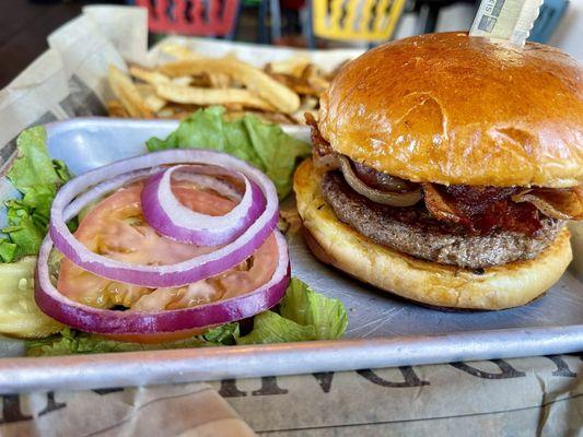 BYOB with bacon, avocado (guacamole) with house cut fries..