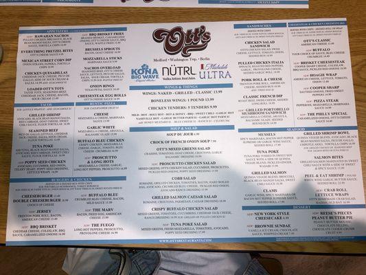 The whole food menu.   And there's the usual suspects for drinks.