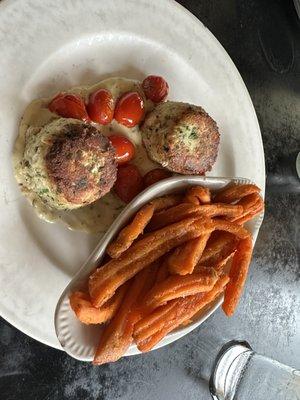 Crab cakes and Sweet Potato Fries