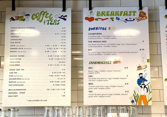 Menus - coffee and breakfast June 2021