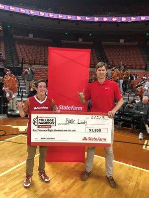 Congrats on the half court shot selection!!  Fun day on College GameDay at the University of Texas.