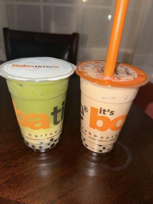 Matchata Milk Tea w/boba Brown Sugar Milk Tea w/boba