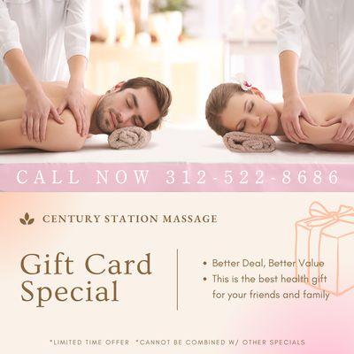 Gift Card Special
Better Deal, Better Value
This is the best health gift for your friends and family