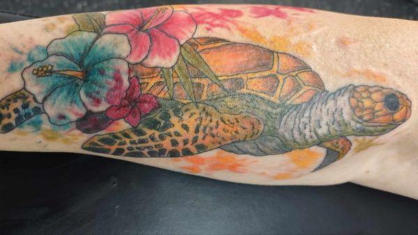 Sea turtle tattoo by Kennon