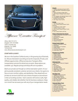 There are many reasons why you should call on Affluence Executive Transport!