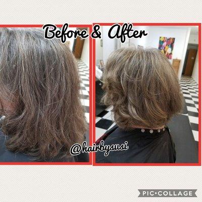 Before & After #hairbysusi #shermanct #newfairfieldct #newmilfordct  #cutandcolor #womensfashion #beforeandafter #changeisgood #haircut