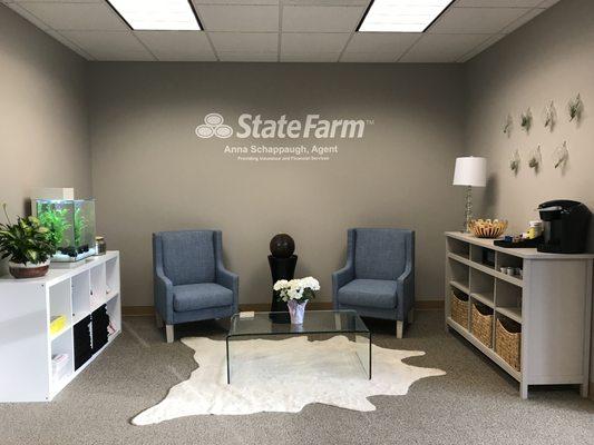 Check out our new agent office! Grab a cup of coffee and share your stories with us :) We are here to take care of all your insurance needs!