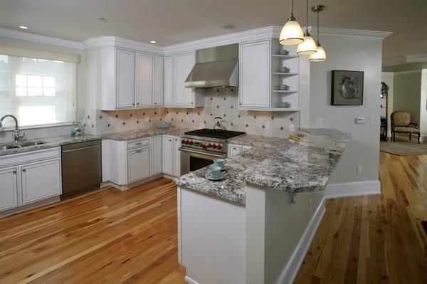 Fieldstone Cabinetry in luxury Plymouth condo project, Safecoat paint, Carlisle Wide Plank Floors