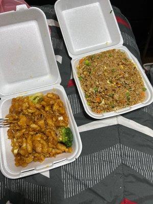 honey chicken and egg fried rice