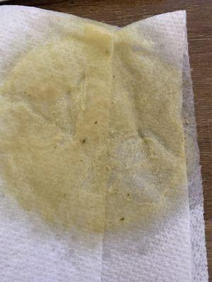 Oil soaked from top of soup