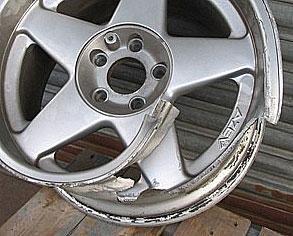 Heavily damaged wheel