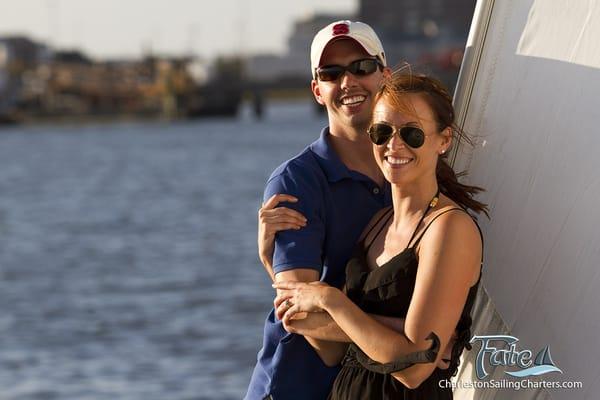 A couple enjoys their anniversary weekend aboard Fate.