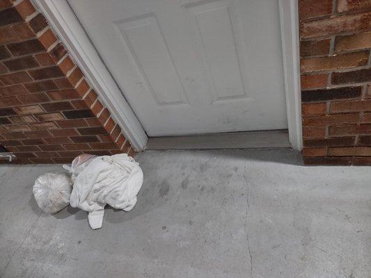 The trash and towels I sat out my door! Waited 3 days before taking this and never got the clean towels