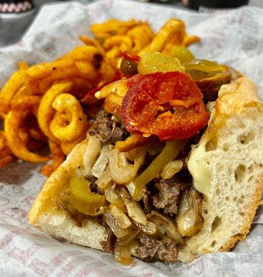 Motown Philly (Half) with curly fries