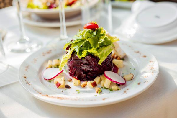 Oven roasted fresh Beets, diced Apple, La Sirene Soho French Restaurant