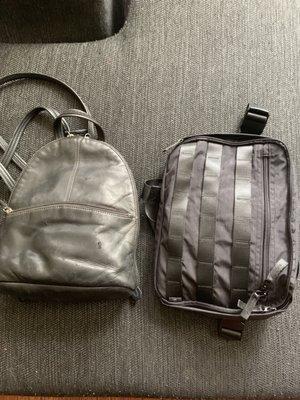 side by side comparison of my bag and the bag of my friend who attend the festival with me.