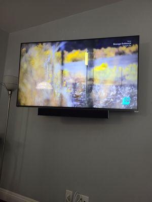 Mounted LED TV, speaker & hidden cabling