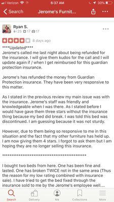 This is the review w/ an example of great service recovery.  Note; I didn't receive this type of experience.