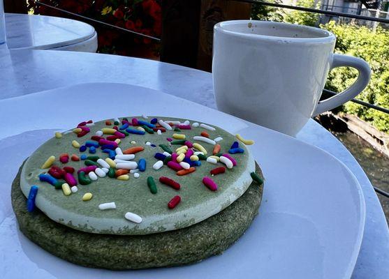 Matcha cookie (yummy!) & traditional macchiato