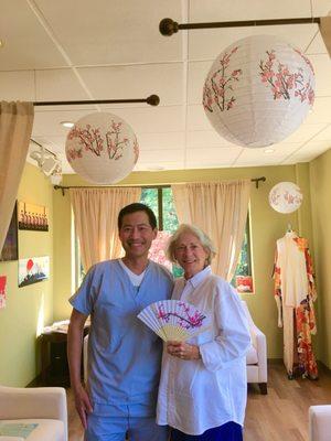 Dr. Chuang and me after two root canals. I can't say enough about his excellence, and his precision, in a most delicate procedure. Thank you