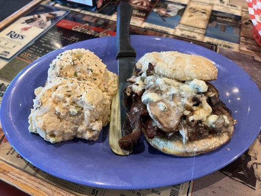 Fun Gut burger with Special Side, Buffalo Potato Salad