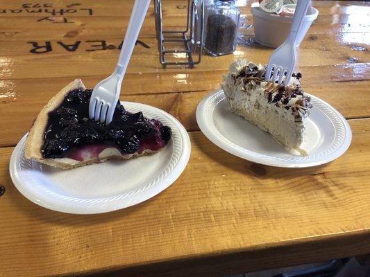 Blueberry cheesecake and peanut butter pie. Both were tasty.