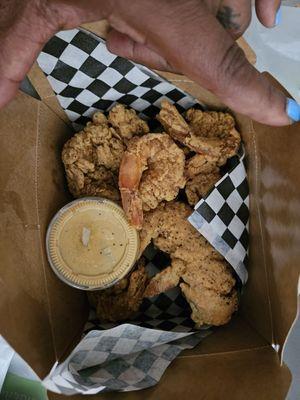 Fried lobster and prawns