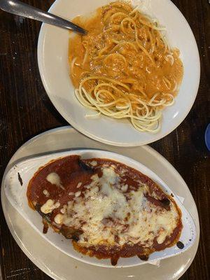 Eggplant Rolatini with vodka pasta