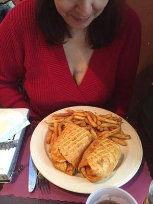 Grilled Cajun wrap with fries