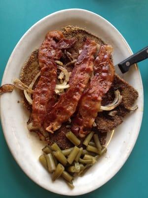 Liver and onions w/bacon dinner with american fries