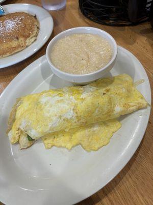 Shrimp and grits omelet