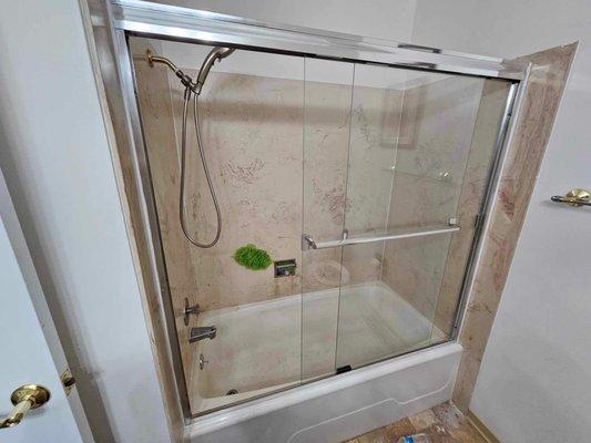 Shower glass door installation