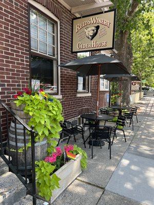 Sidewalk seating right on Baltimore St.