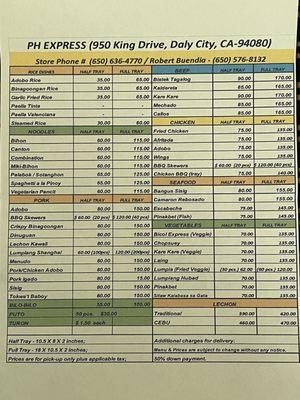 Catering Menu - July 2021