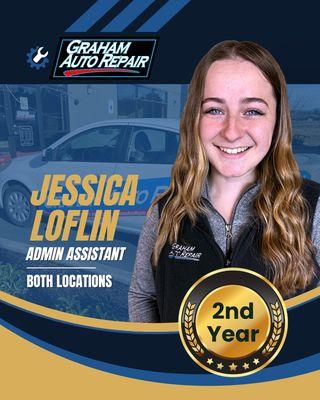 Celebrating Jessica's 2 year work anniversary at Graham Auto Repair in Yelm, WA